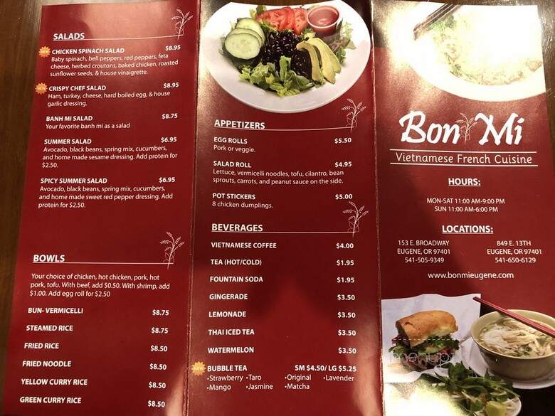 Bon Mi - Eugene, OR menu_pic