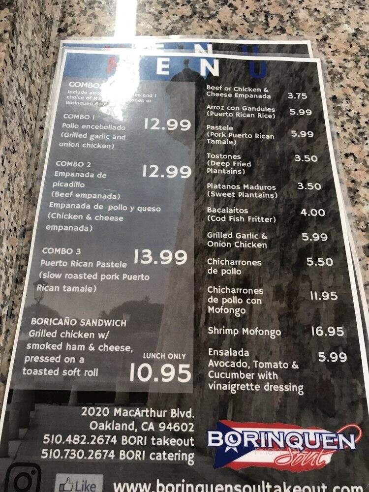 Borinquen SOUL - Oakland, CA menu_pic