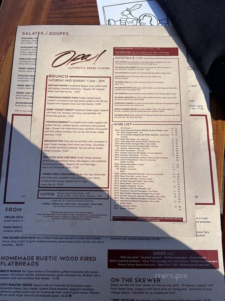 Opa! - Walnut Creek, CA menu_pic