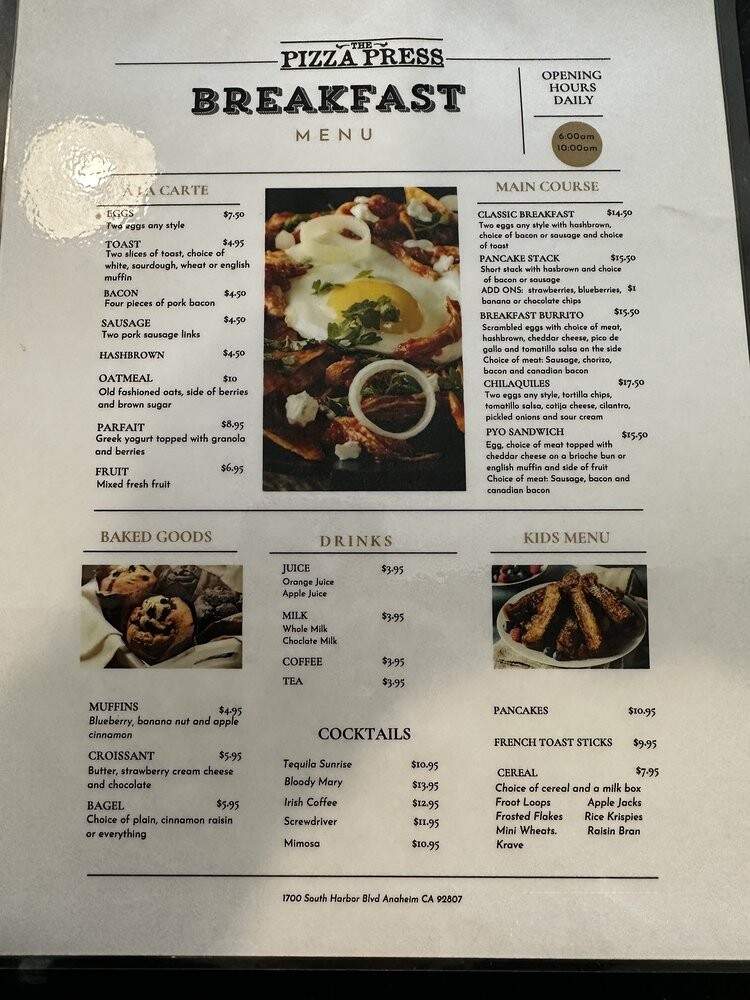 The Pizza Press - Anaheim, CA menu_pic