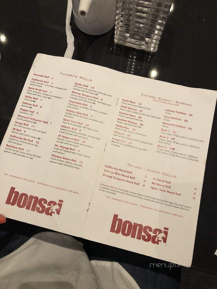 Bonsai Thai + Sushi - Miami, FL menu_pic