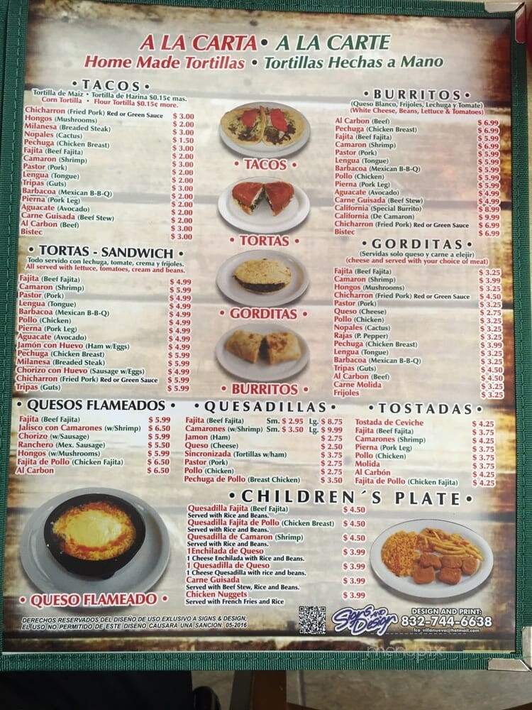 Taqueria De Jalisco #1 - Houston, TX menu_pic