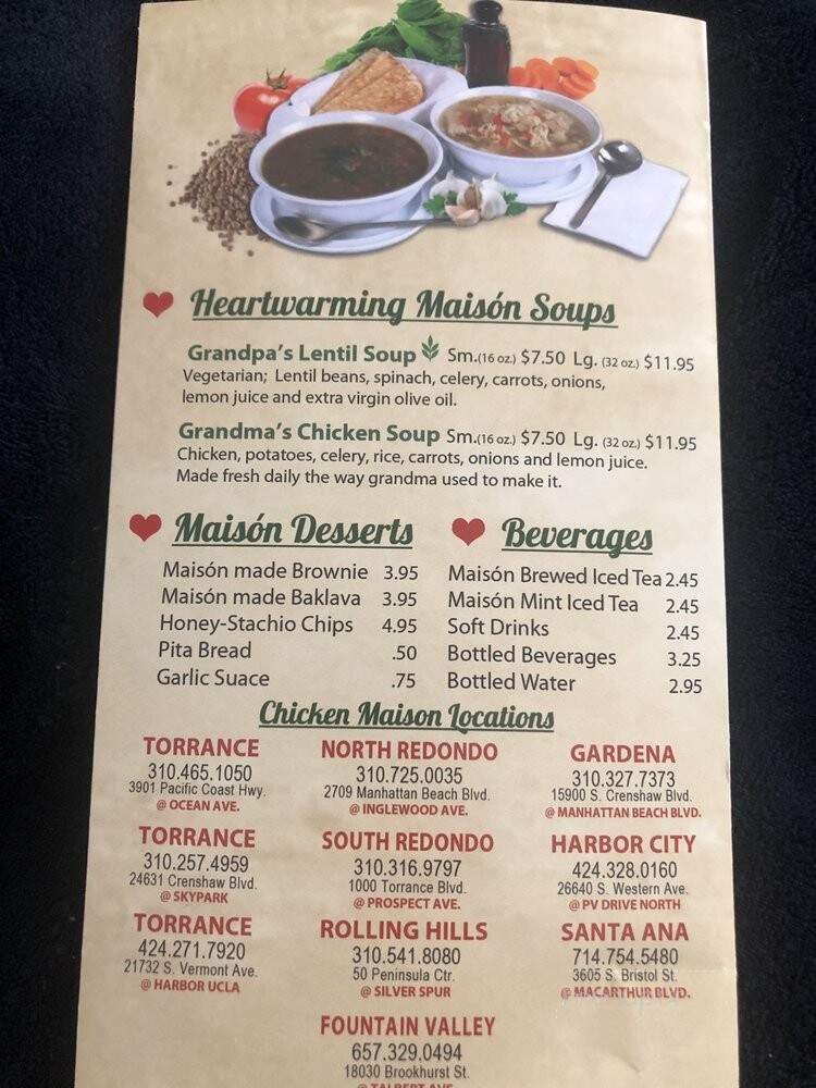 Chicken Maison - Gardena, CA menu_pic