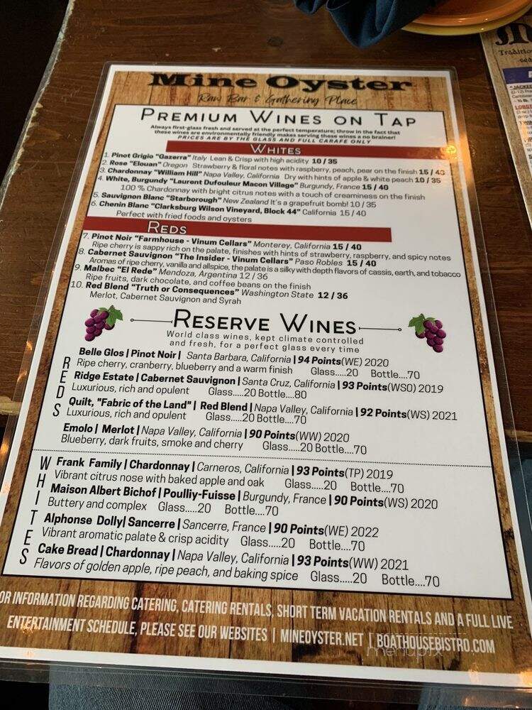 Mine Oyster Raw Bar - Boothbay Harbor, ME menu_pic