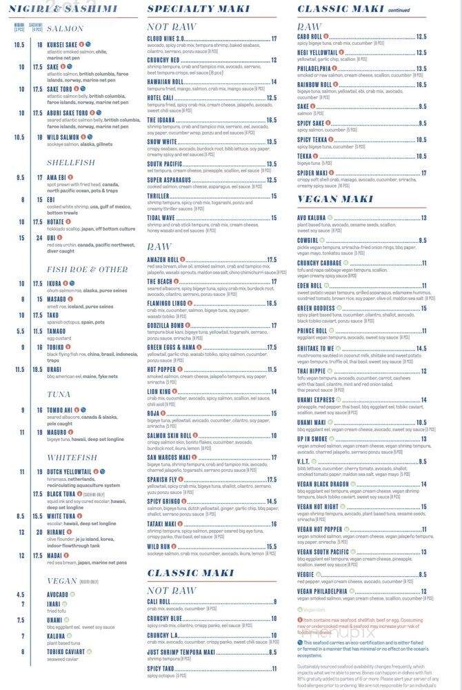 Blue Sushi Sake Grill - Denver, CO menu_pic