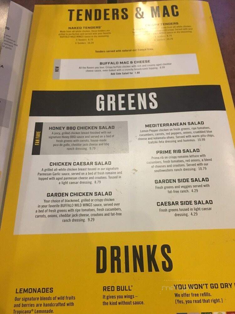 Buffalo Wild Wings Bar and Grill - El Paso, TX menu_pic