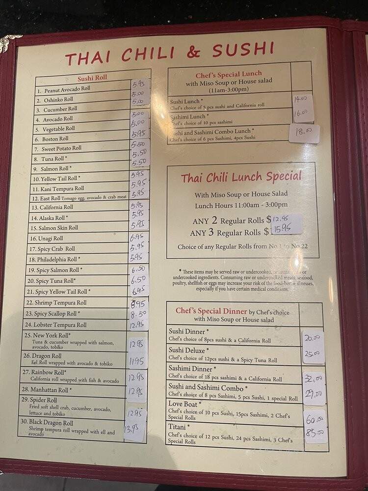 Thai Chili and Sushi - Denver, CO menu_pic