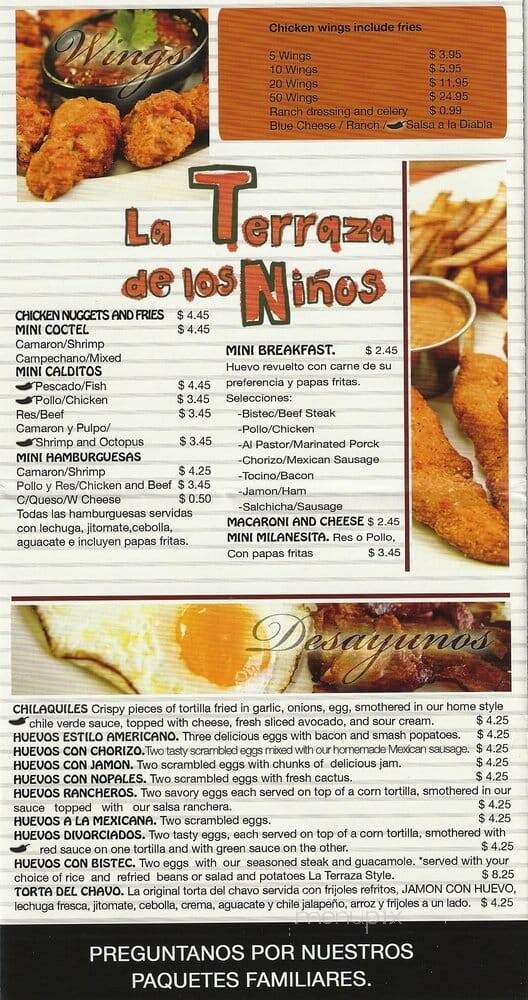 La Terraza - Detroit, MI menu_pic