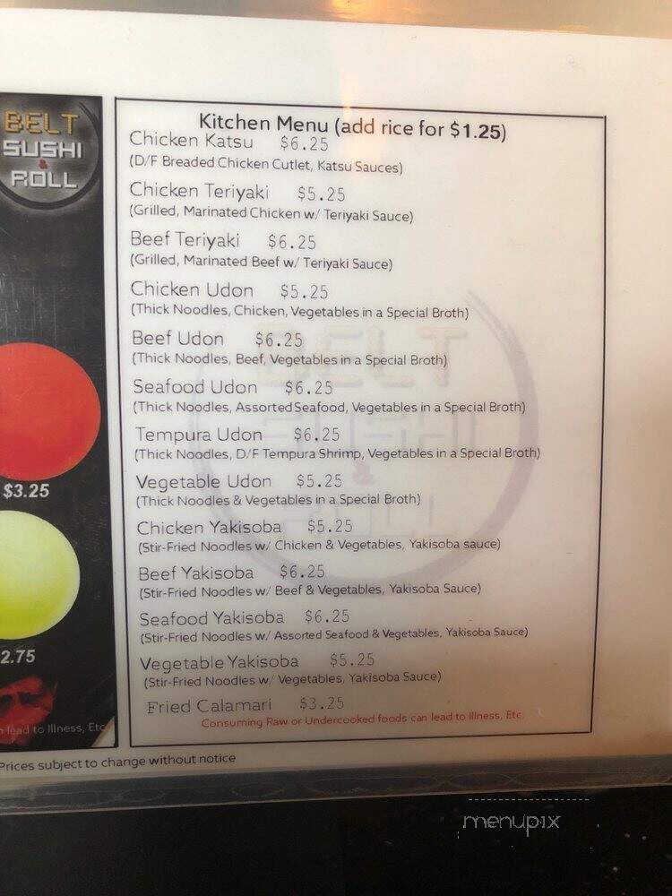 Belt Sushi and Roll - Marysville, WA menu_pic