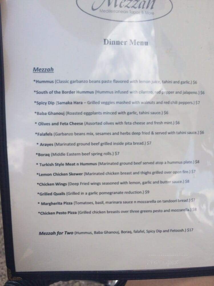 Mezzah - El Cajon, CA menu_pic