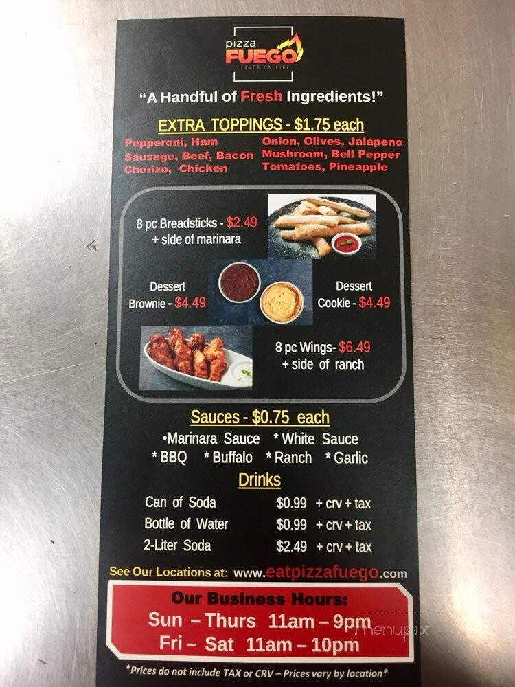 Fast 5 Pizza - San Bernardino, CA menu_pic