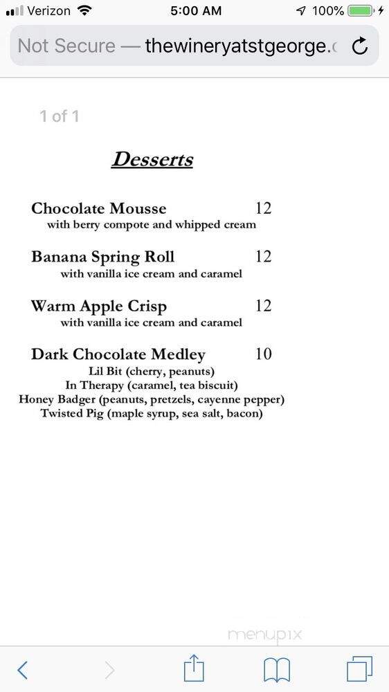 Winery at St. George - Mohegan Lake, NY menu_pic