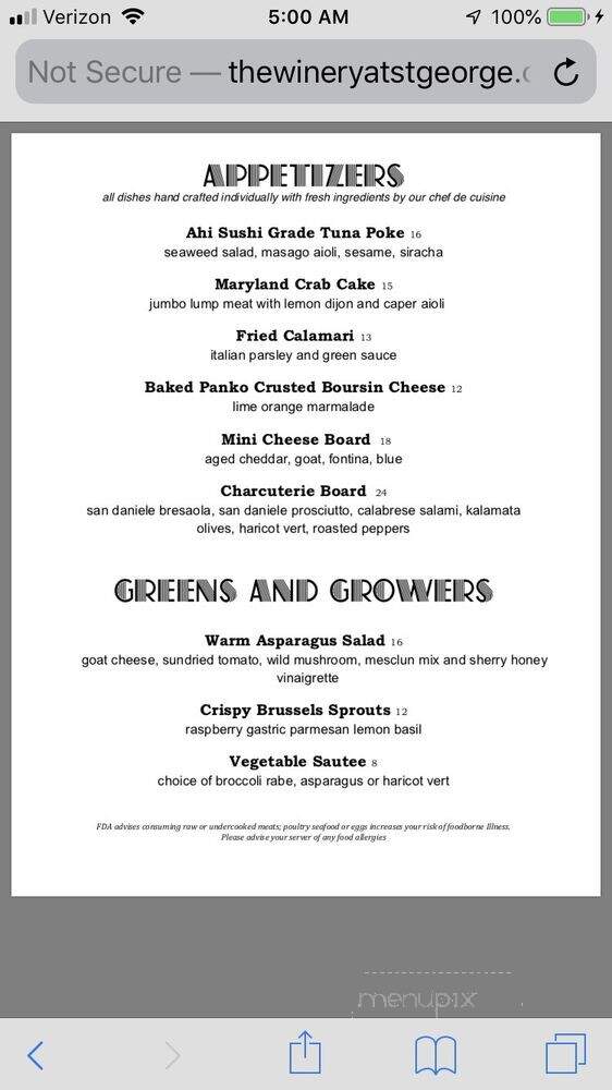 Winery at St. George - Mohegan Lake, NY menu_pic