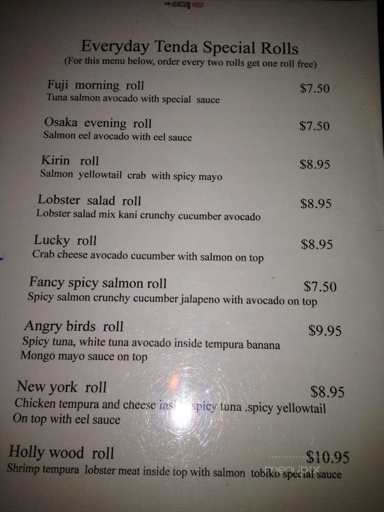 Tenda Sushi - Brooklyn, NY menu_pic