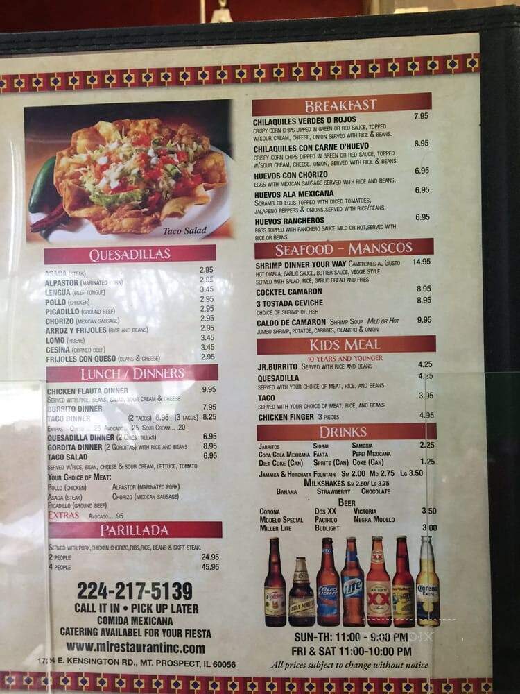 Mi Restaurante - Mount Prospect, IL menu_pic