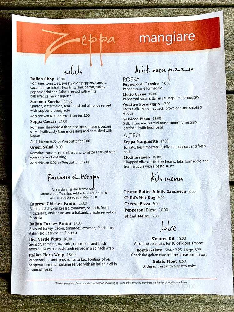 Zeppa Bistro - Sunriver, OR menu_pic