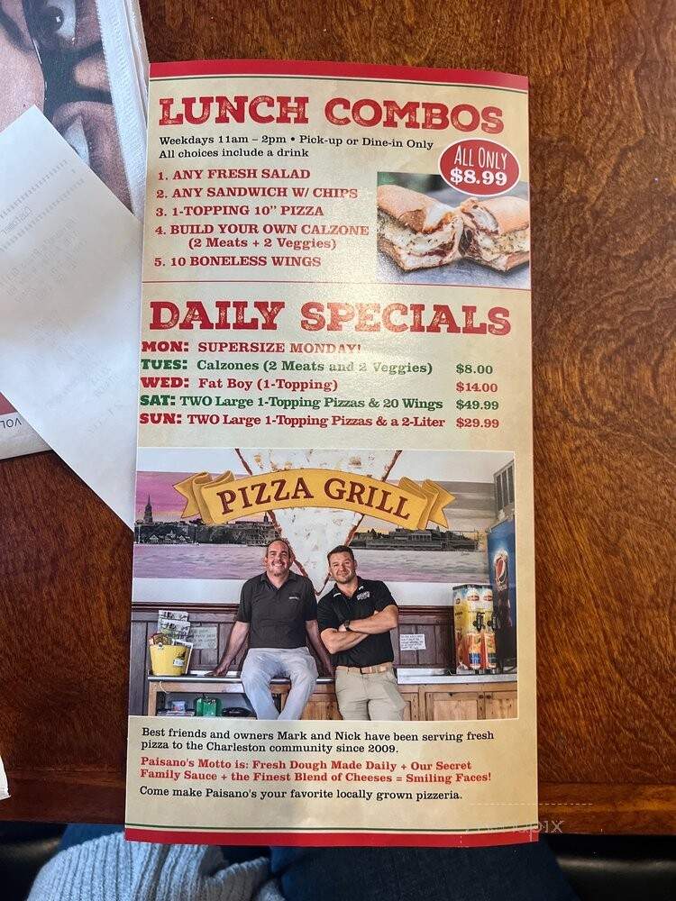 Paisano's Pizza Grill - Charleston, SC menu_pic
