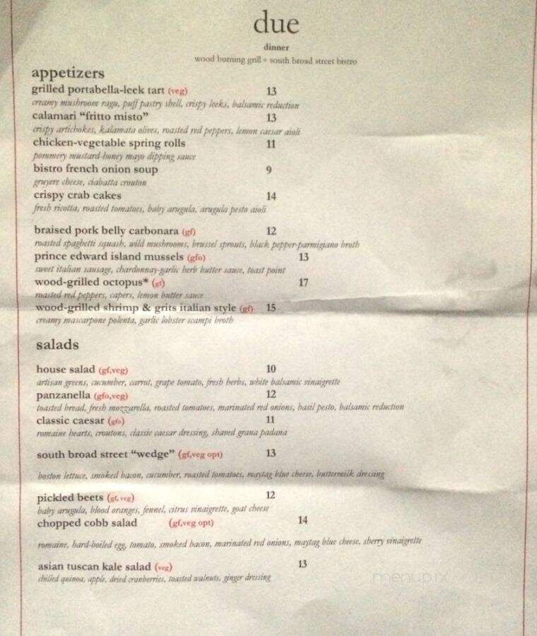 Due - Ridgewood, NJ menu_pic