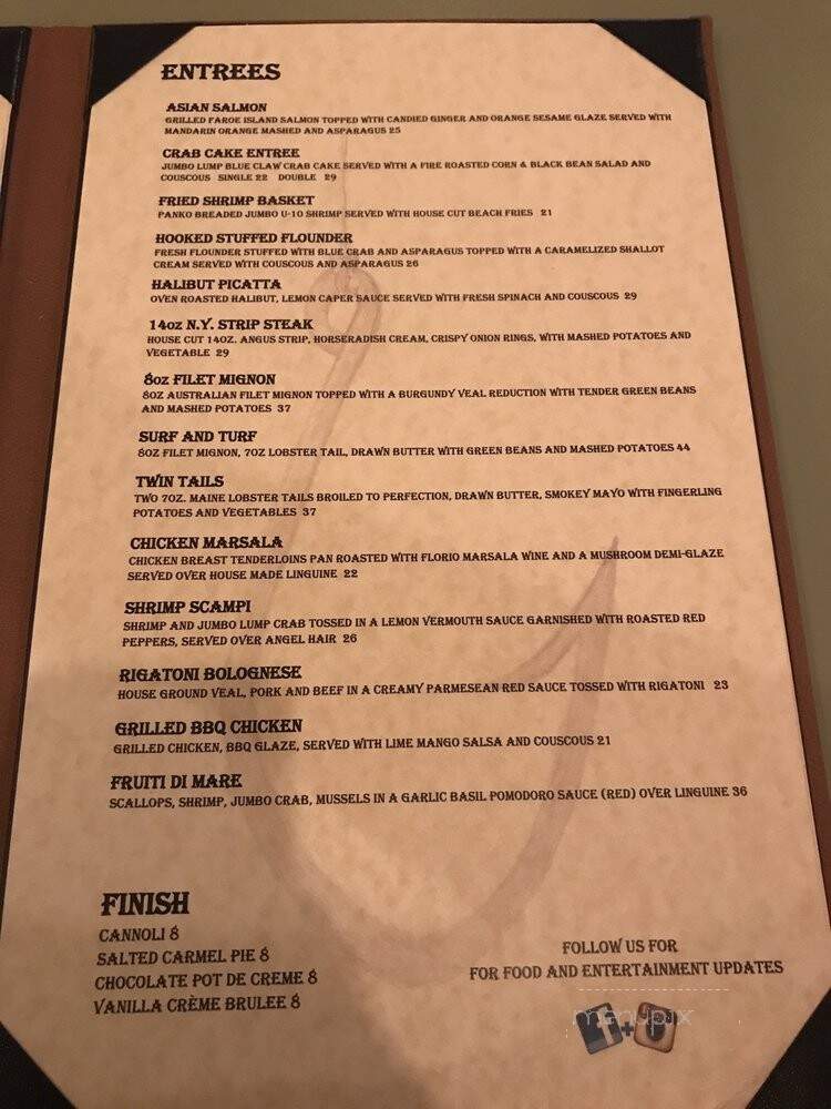 Hooked Seafood Martini Bar - Rehoboth Beach, DE menu_pic