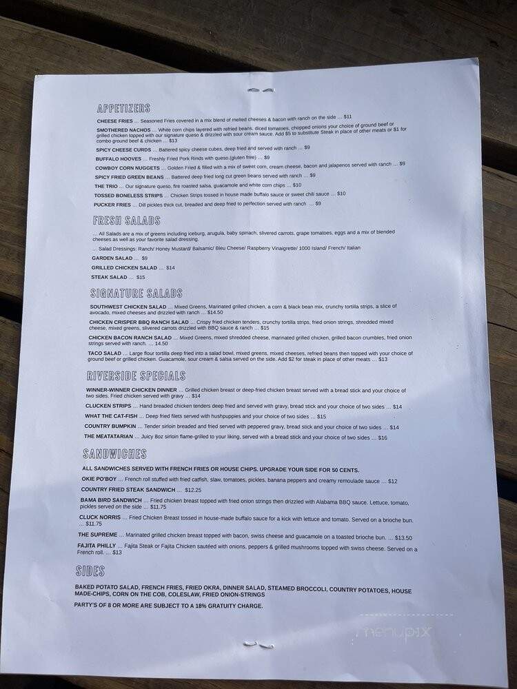 Riverside Cafe - Medicine Park, OK menu_pic