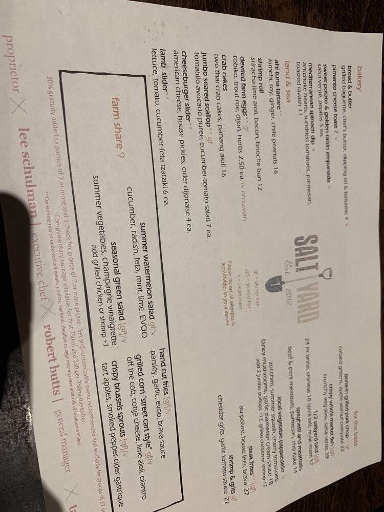 Saltyard - Atlanta, GA menu_pic