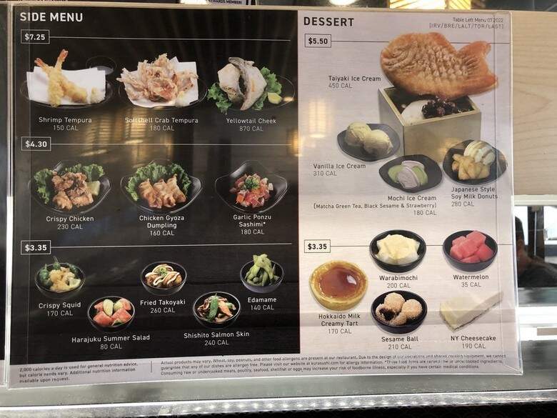 Kula Revolving Sushi Bar - Torrance, CA menu_pic