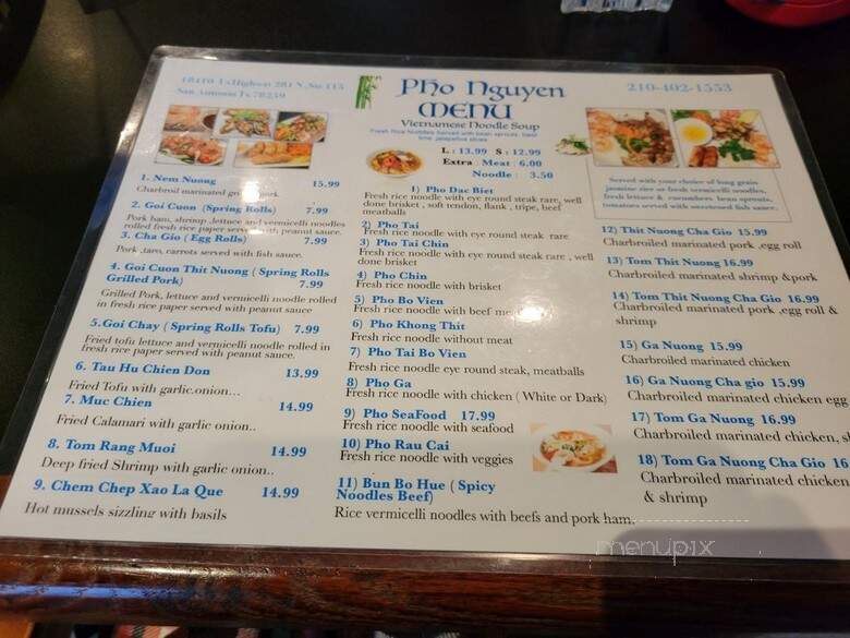 Pho Nguyen - San Antonio, TX menu_pic