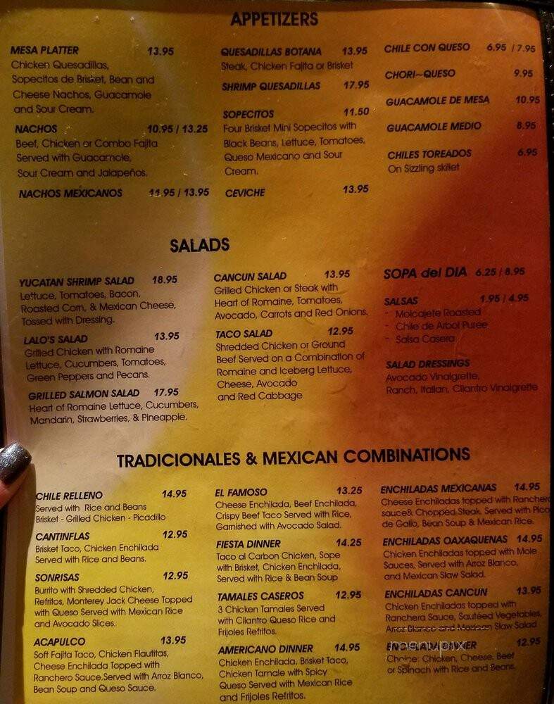 Lalo's Fine Mexican Cuisine - Dallas, TX menu_pic