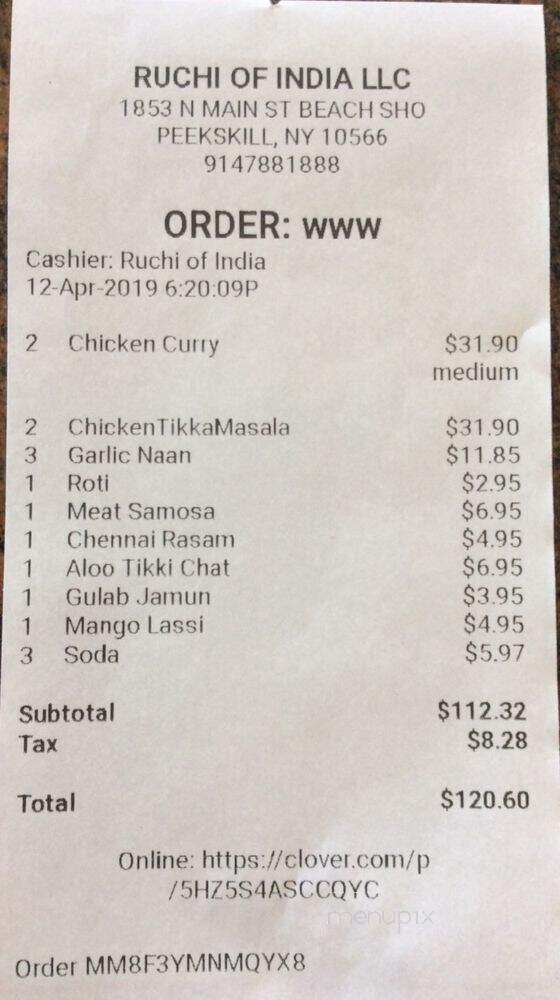 Ruchi Indian Cuisine - Peekskill, NY menu_pic