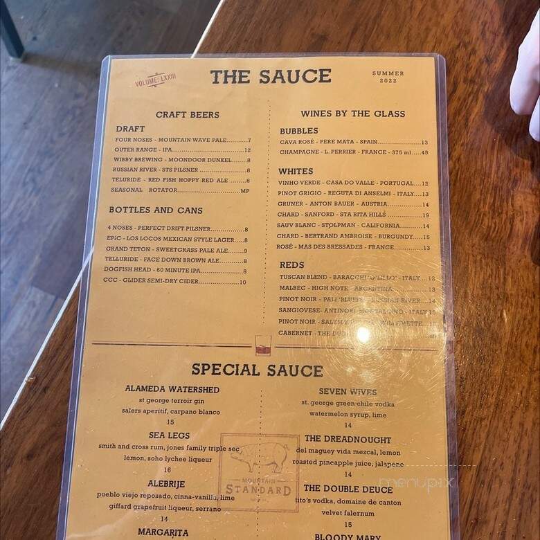 Mountain Standard - Vail, CO menu_pic