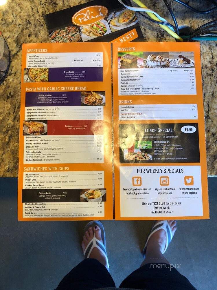 Palio's Pizza Cafe - Plano, TX menu_pic