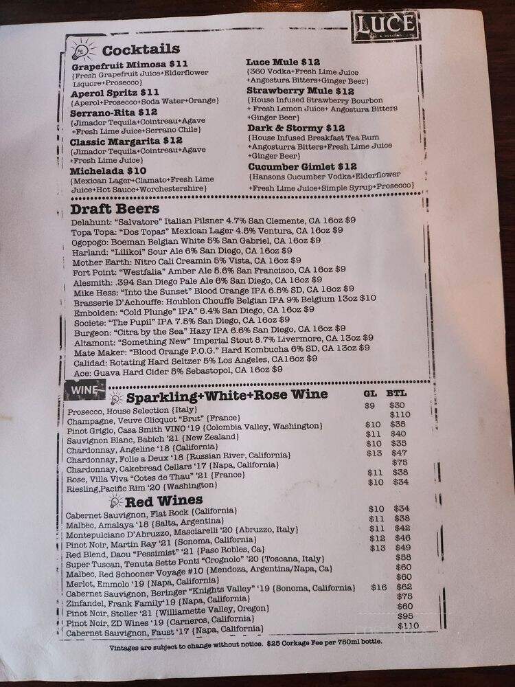 Luce - San Diego, CA menu_pic