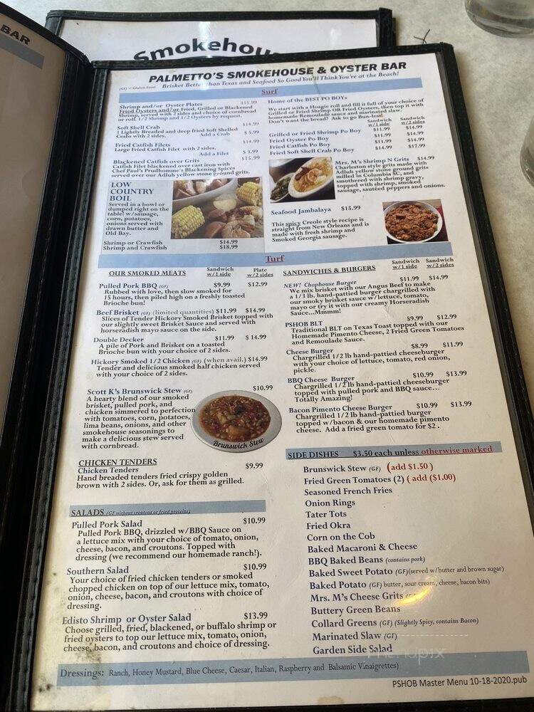 Palmetto's Smokehouse & Oyster Bar - Clemson, SC menu_pic