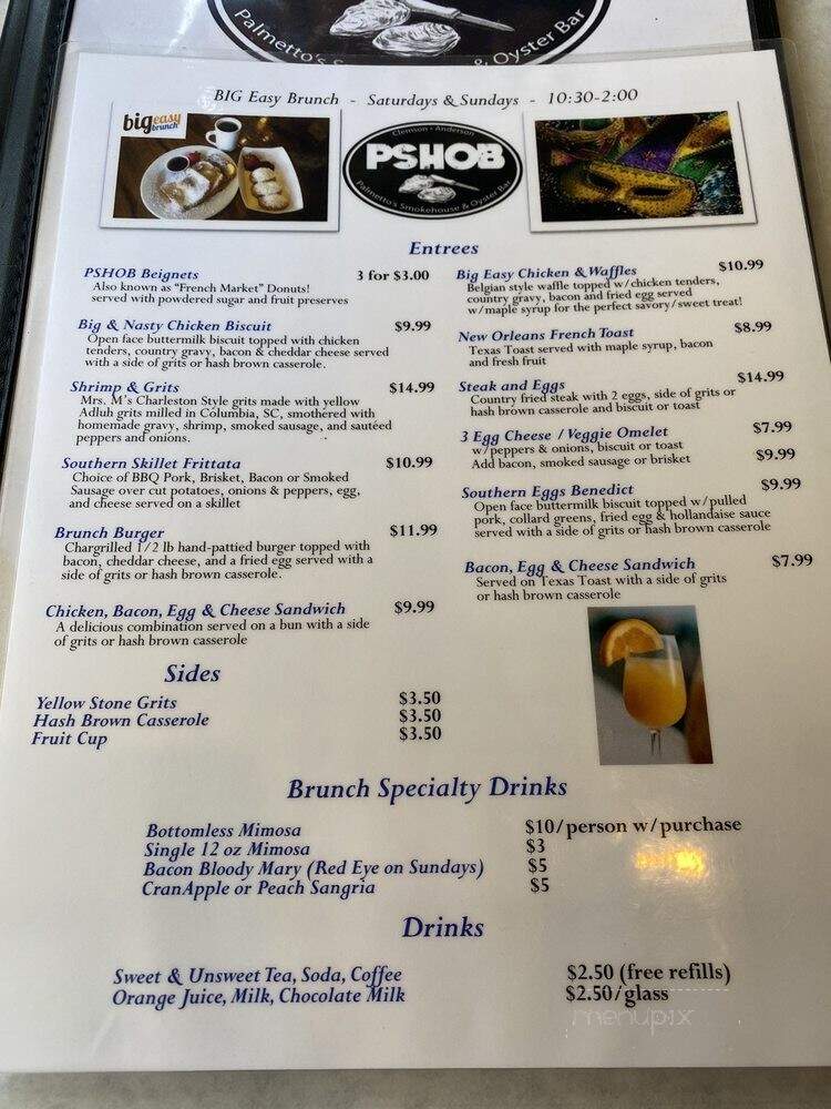 Palmetto's Smokehouse & Oyster Bar - Clemson, SC menu_pic