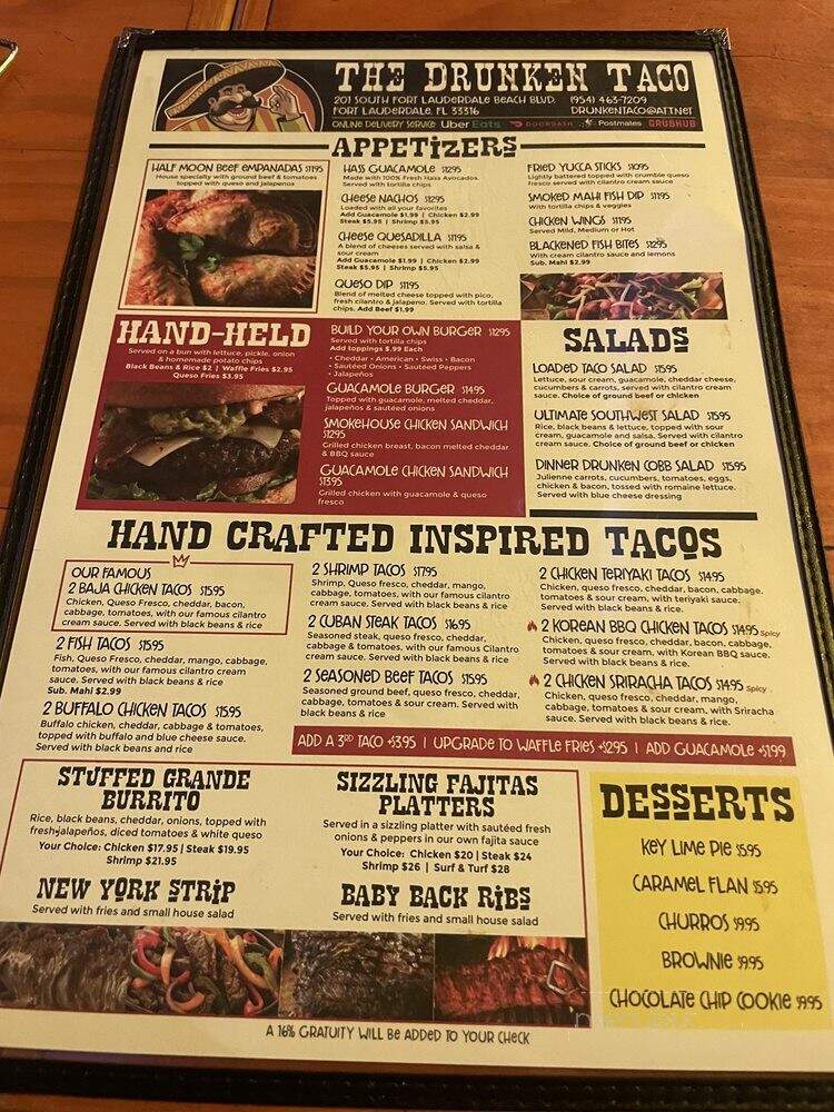 The Drunken Taco - Fort Lauderdale, FL menu_pic