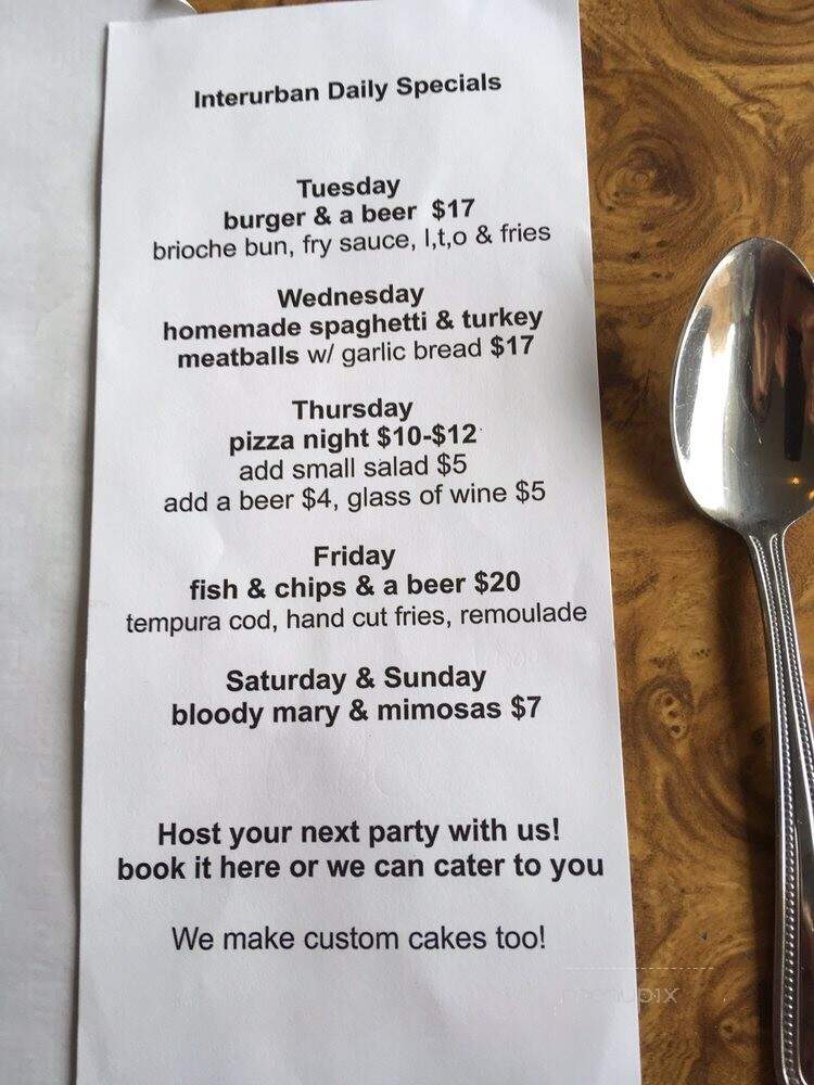 Interurban Cafe and Pastry Shop - Chicago, IL menu_pic