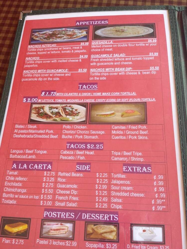 El Huarache Azteca - Dunedin, FL menu_pic