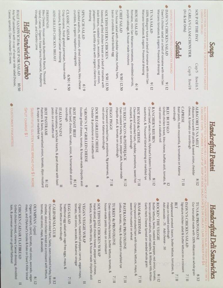Dawn's Delectables Dessert & Sandwich Shoppe - Centralia, WA menu_pic