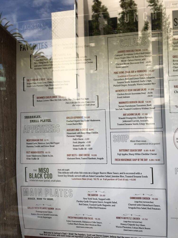 Jackson's Food + Drink - El Segundo, CA menu_pic