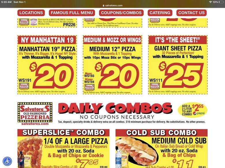 Salvatore's Old Fashioned Pizza - Rochester, NY menu_pic