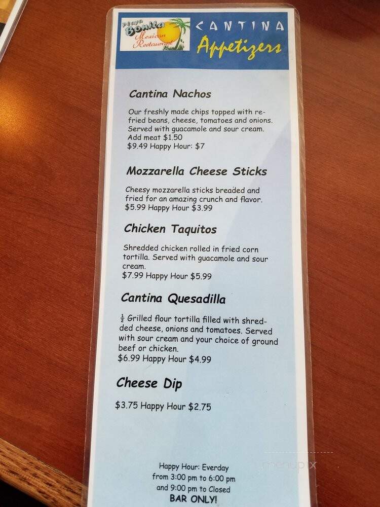 Playa Bonita - Granite Falls, WA menu_pic