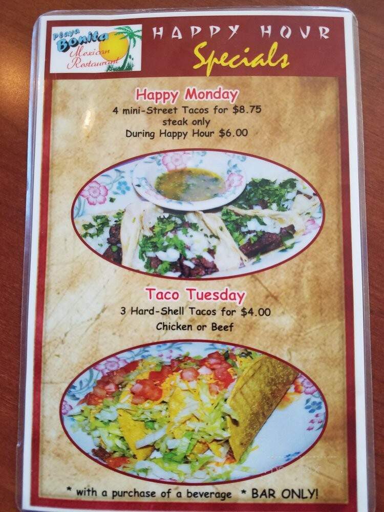Playa Bonita - Granite Falls, WA menu_pic