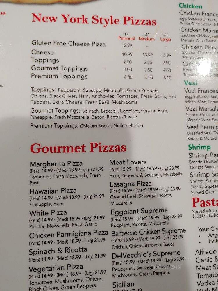 Del Vecchio's Pizzeria & Italian Restaurant - Davie, FL menu_pic