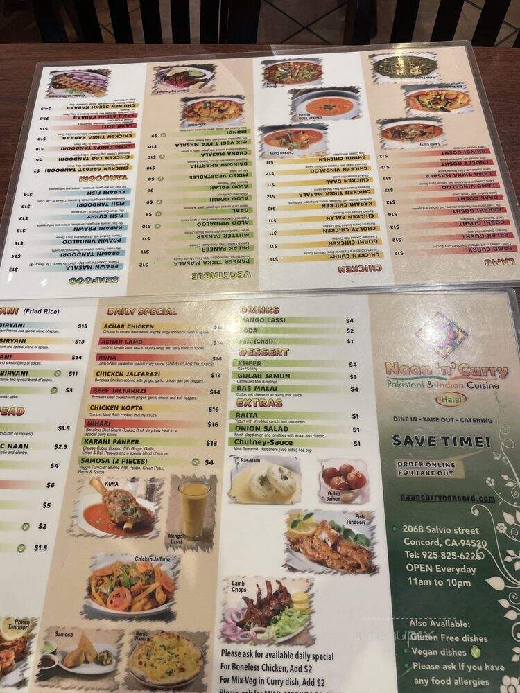 Naan 'n' Curry - Concord, CA menu_pic