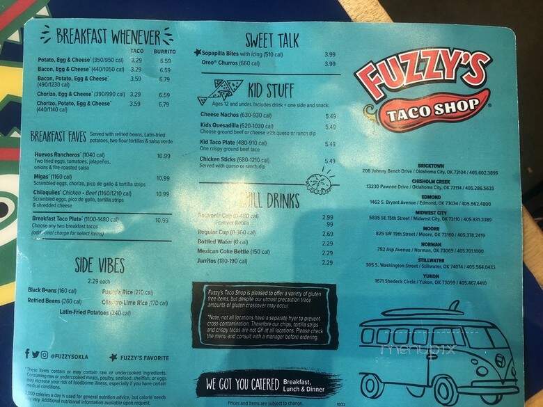Fuzzy's Taco Shop- Bricktown - Oklahoma City, OK menu_pic
