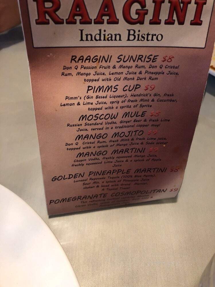 Raagini Indian Bistro - Andover, MA menu_pic