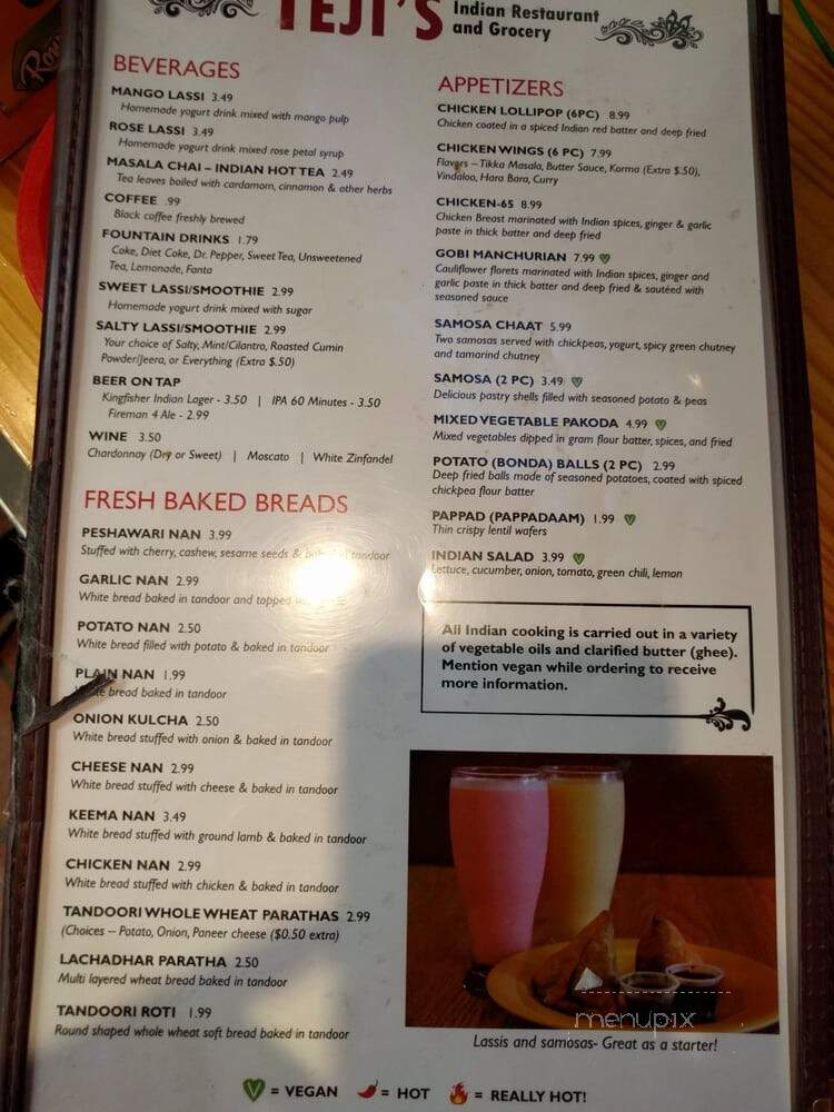 Teji's Indian Restaurant & Grocery - Austin, TX menu_pic