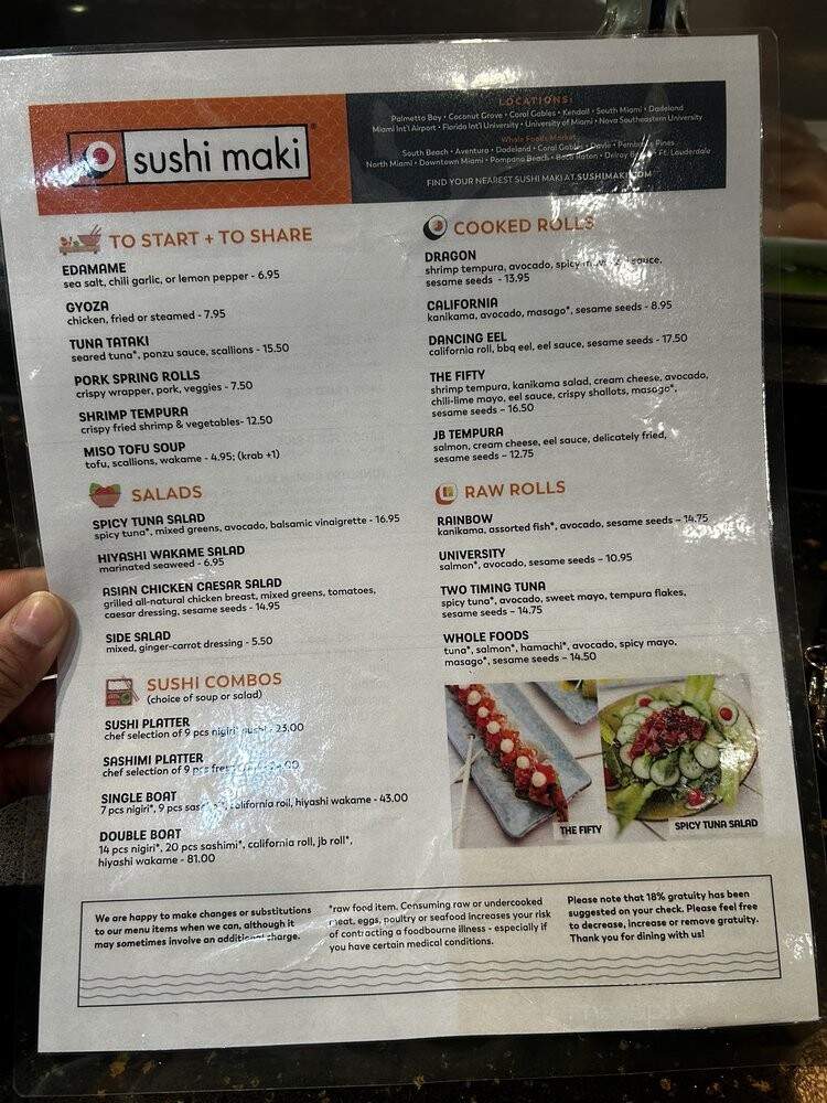 Sushi Maki - Miami, FL menu_pic