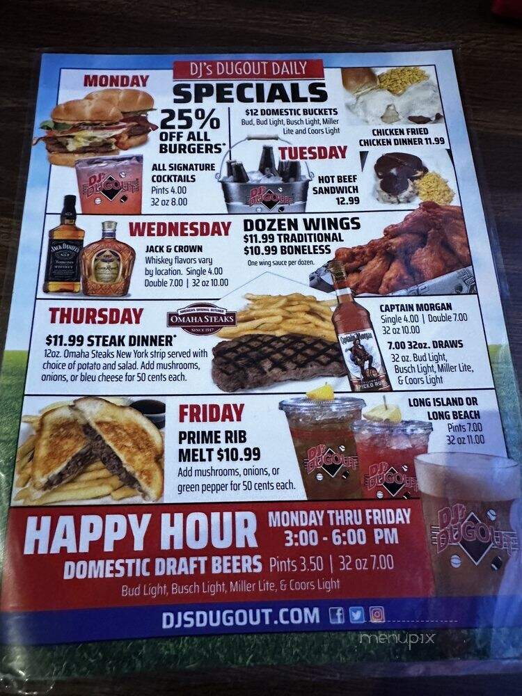 DJ's Dugout - Omaha, NE menu_pic