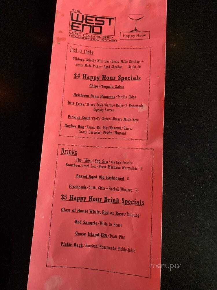 The West End - Los Angeles, CA menu_pic